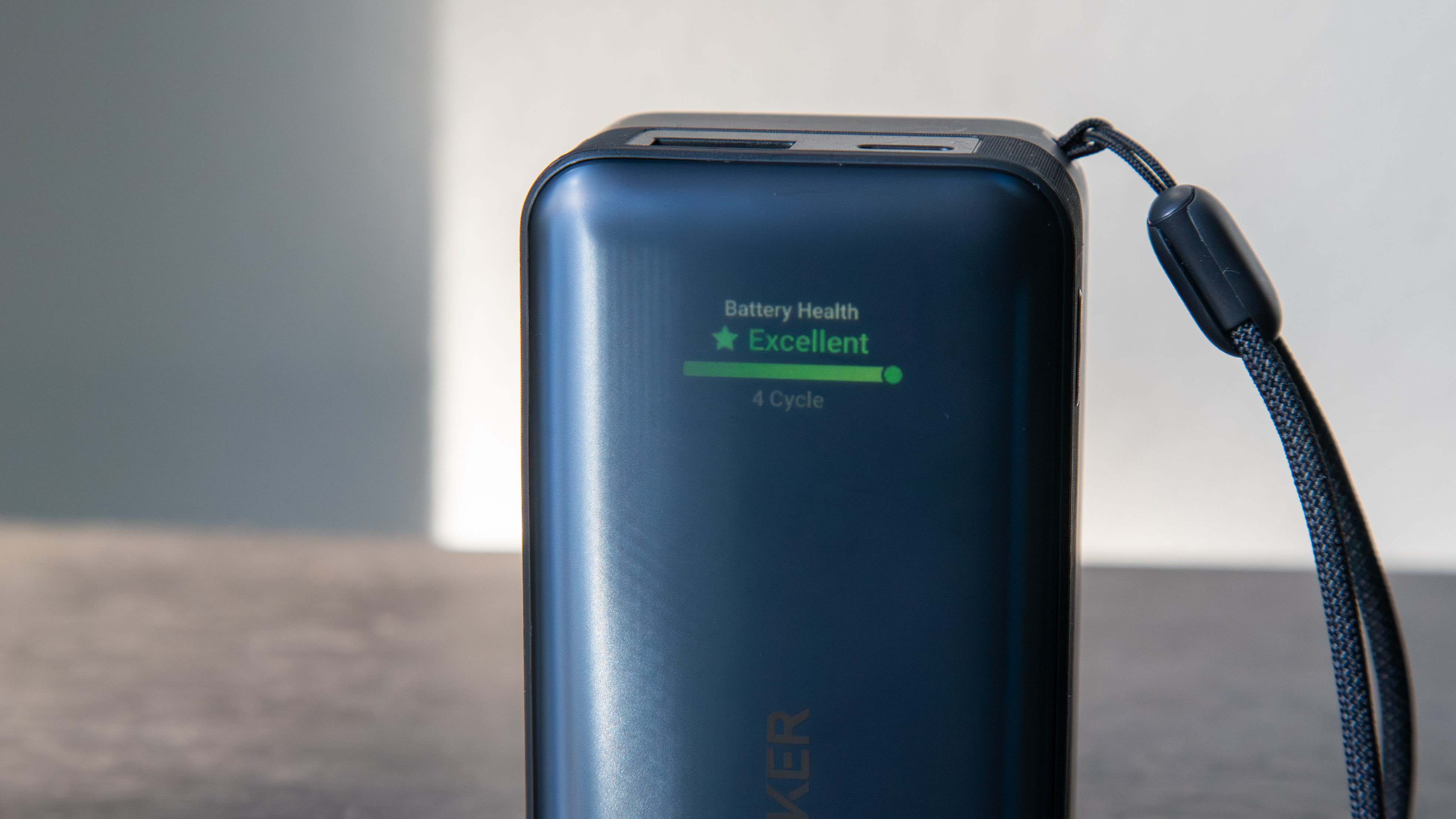 The Anker Nano Power Bank (A1638) displaying battery health