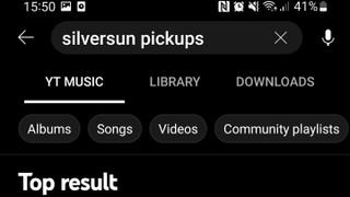 YouTube Music downloads search
