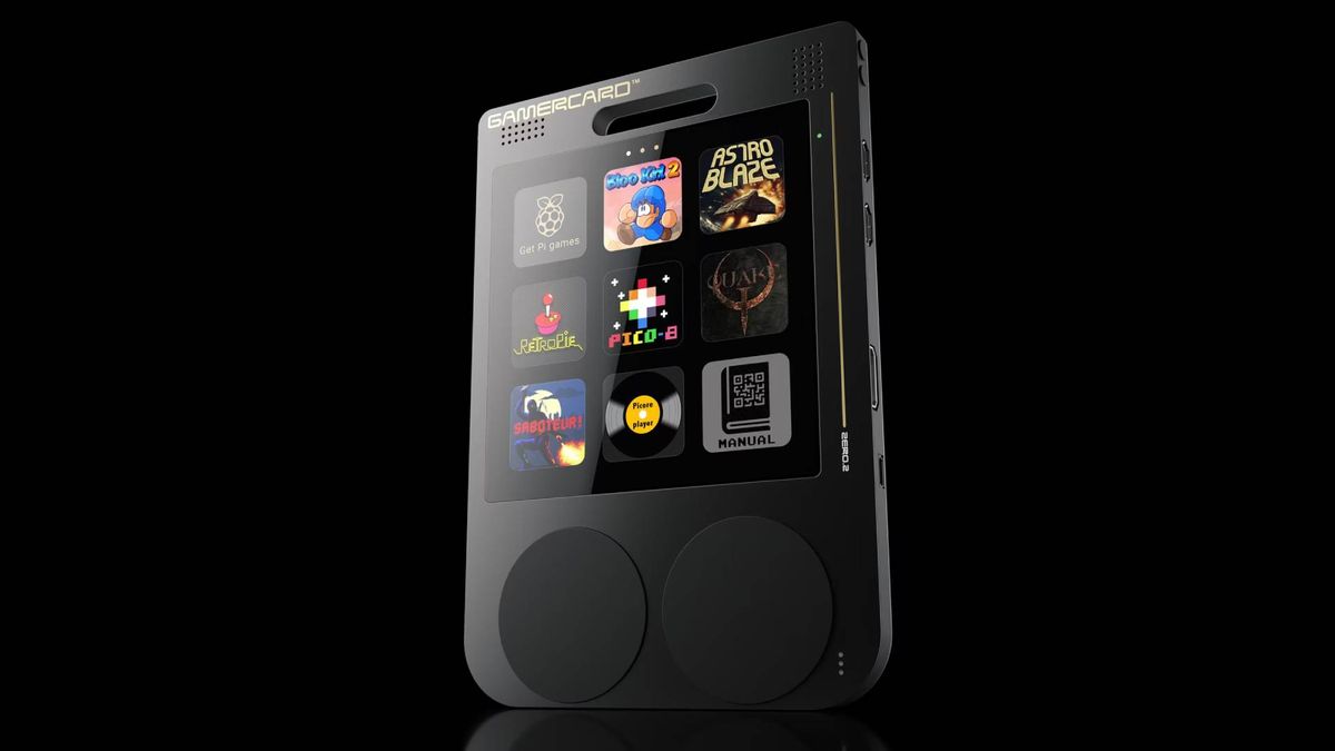 View of Gamercard handheld operating system with black backdrop.