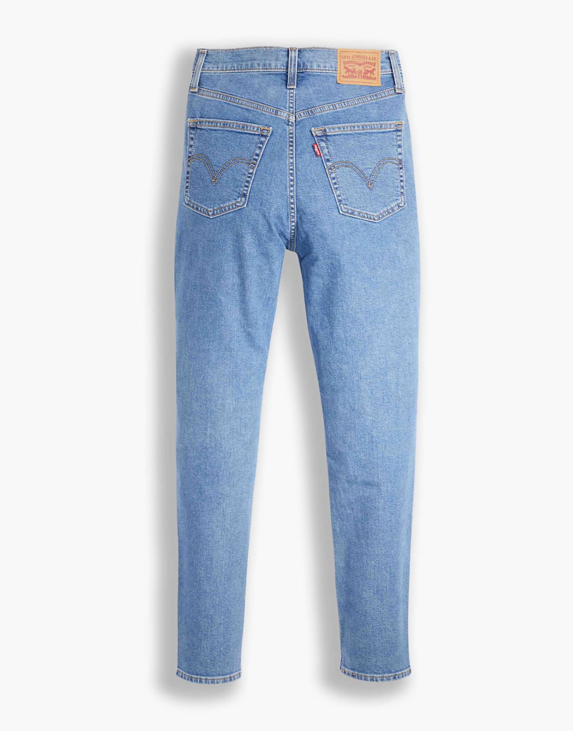 Levis High Waisted Mom Jean in Mid Wash Blue