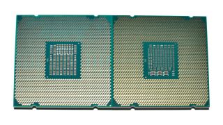 Skylake-X on the left, Kaby Lake-X on the right, showing differences in the capacitors used in the middle area.
