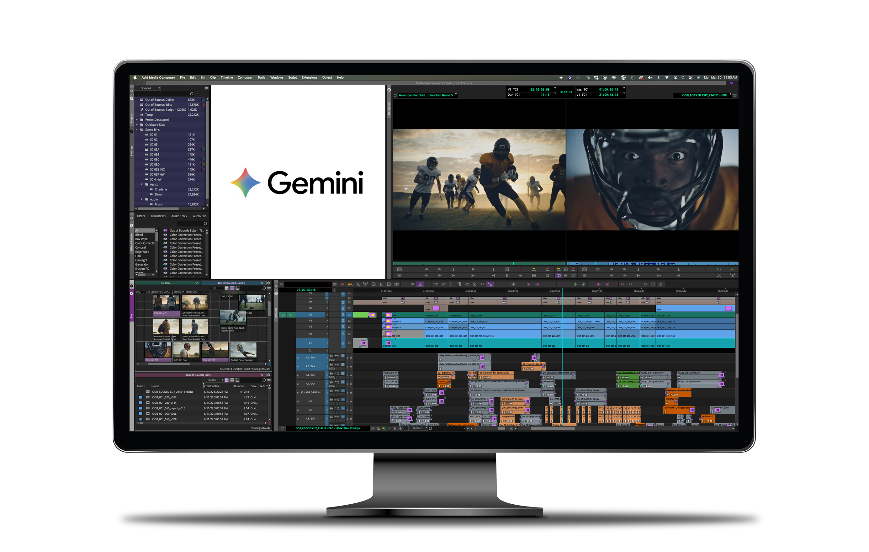 Gemini on the Avid editing screen