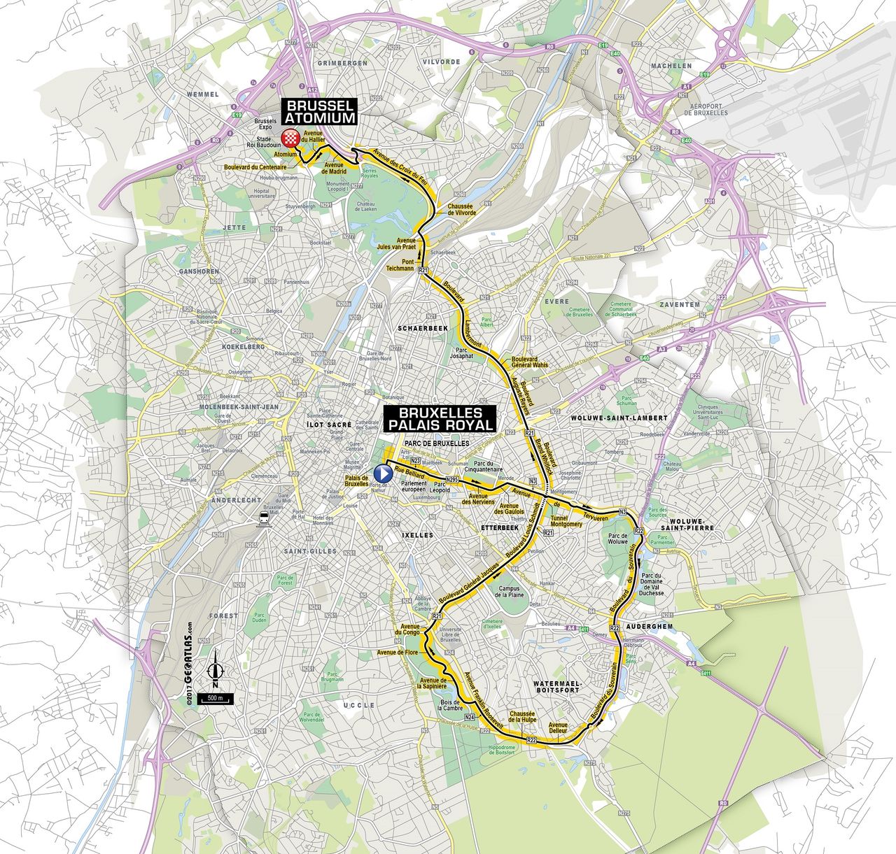 2019 Tour de France stage 2 route