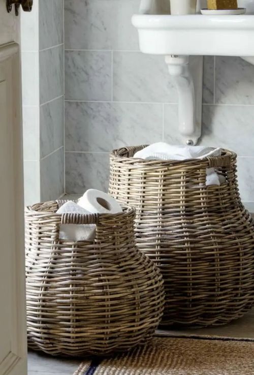Round Rattan Storage Baskets