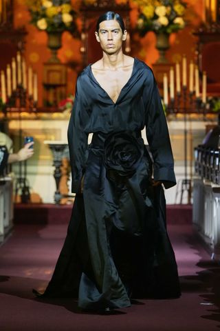 Model on runway wearing Willy Chavarria at New York Fashion Week S/S 2023