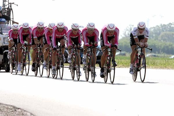 Team T-Mobile featuring world TT champion Mick Rogers, far right