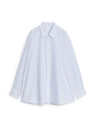 Relaxed Cotton Shirt - White/blue - Arket Gb