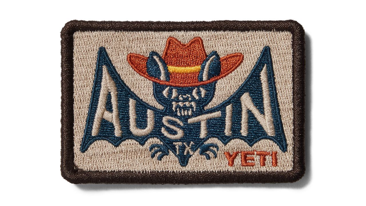 YETI patch on white background