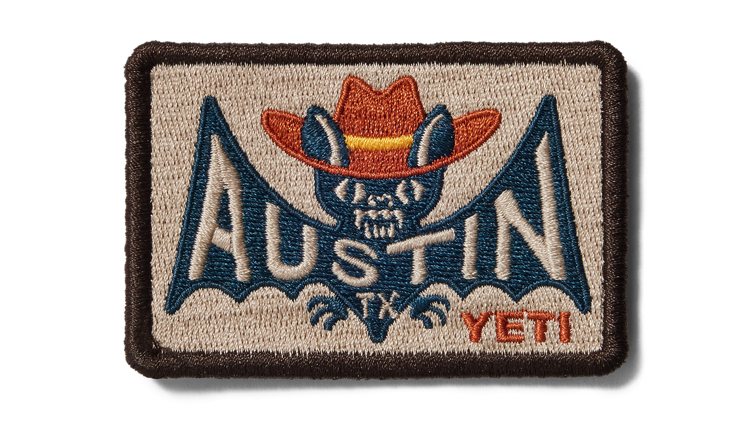 YETI patch on white background