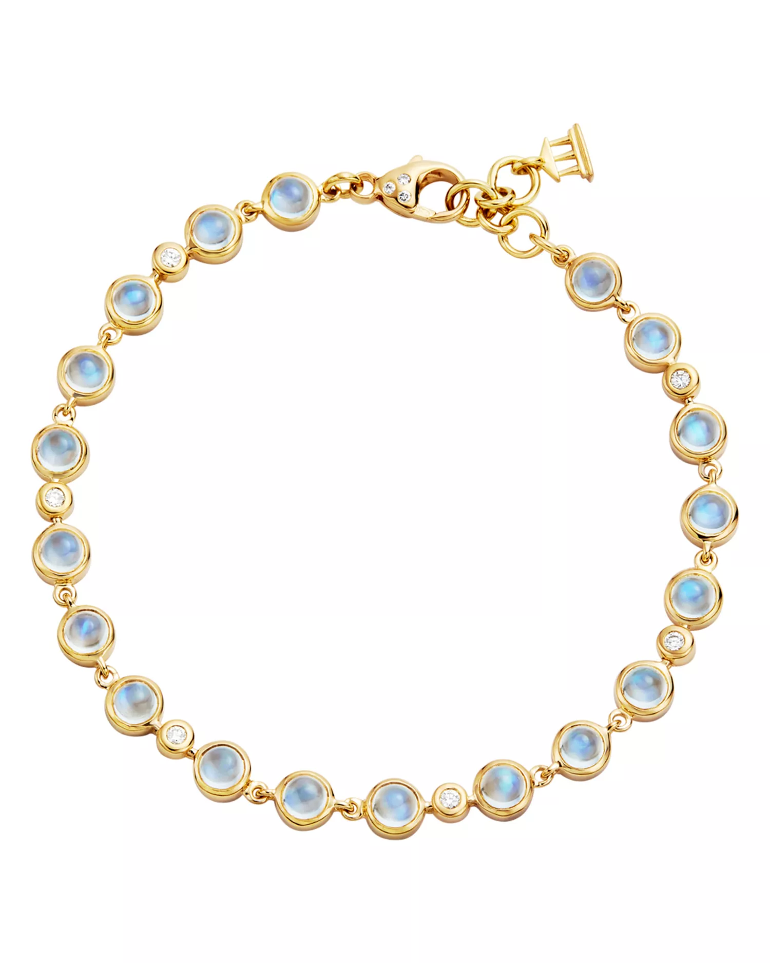 18k Gold Small Bracelet With Royal Blue Moonstone and Diamonds