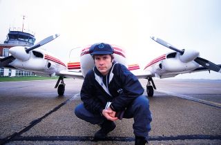 Bruce striking a pose before takeoff at Biggin Hill airport in 1998
