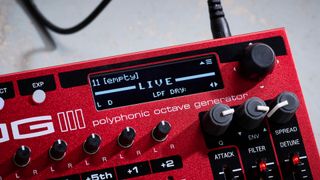 The OLED screen on the Electro-Harmonix POG 3 octave pedal