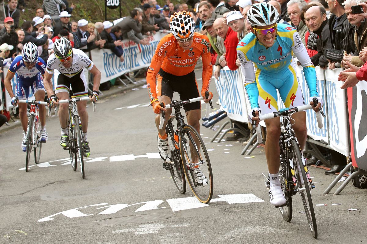 Alberto Contador came close to Fleche Wallonne victory in 2010