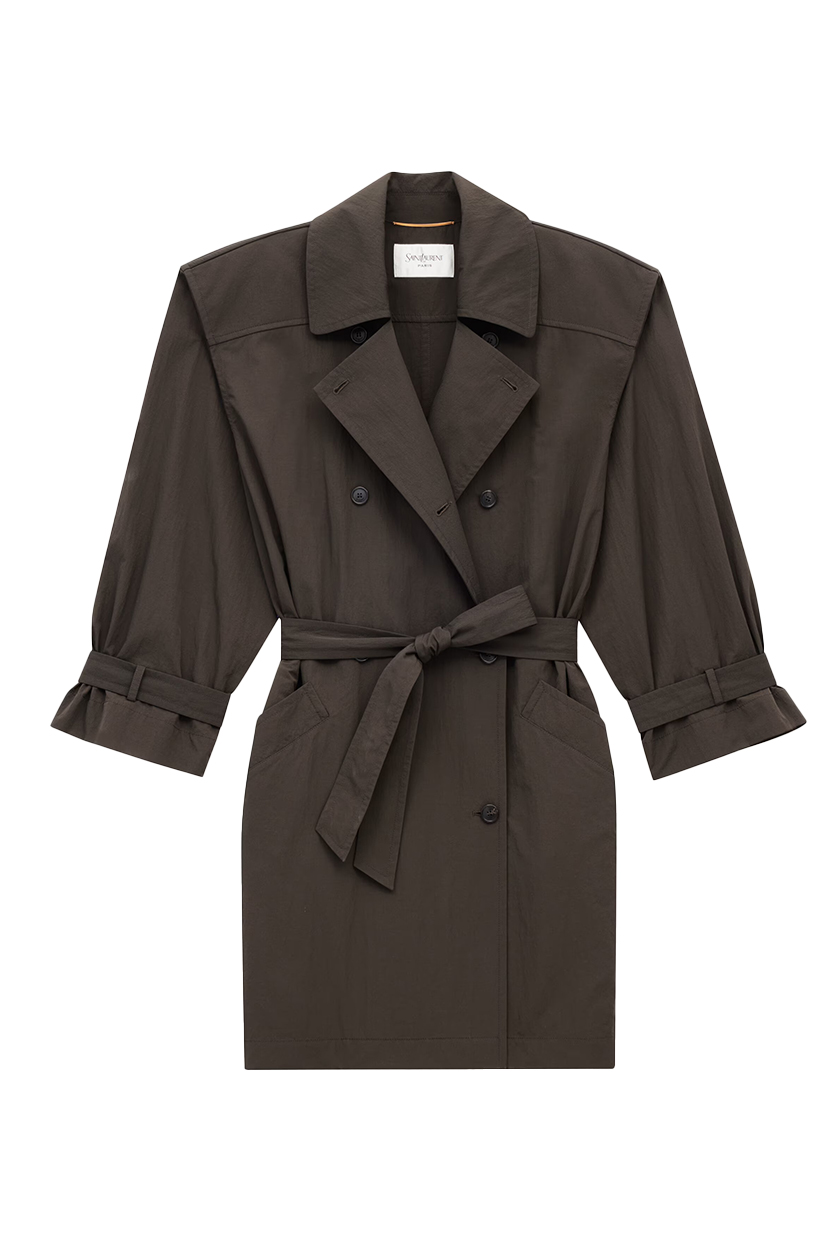 Trench Coat in Crinkled Nylon