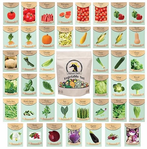Set of 43 Assorted Vegetable &amp;amp; Herb Seed Packets - Over 10,000 Seeds! - Includes Mylar Storage Bag - Deluxe Garden Heirloom Seeds - 100% Non-Gmo