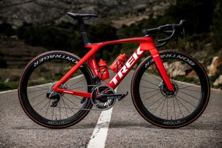 Image shows Trek-Segafredo Madone aero race bike