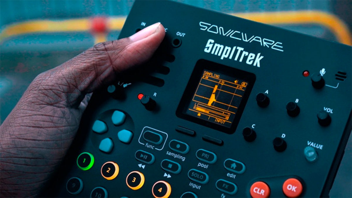 Sonicware's SmplTrek is a handheld pad sampler for self-contained