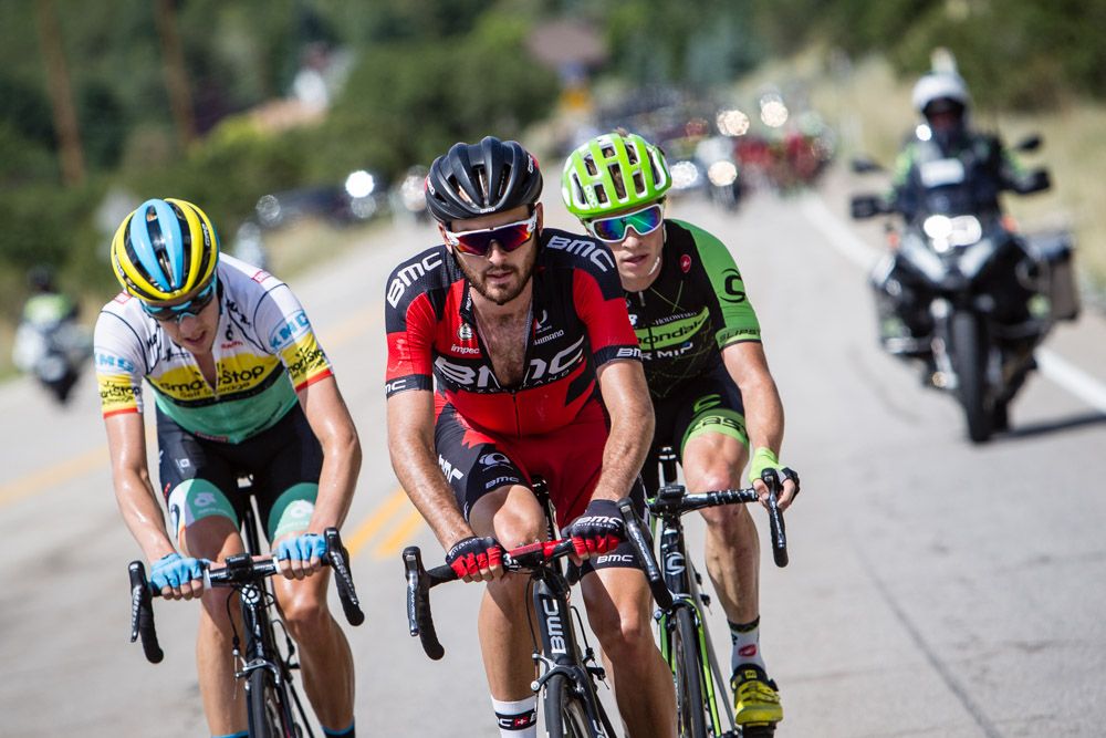 Joey Rosskopf (BMC) leads whats left of the break.