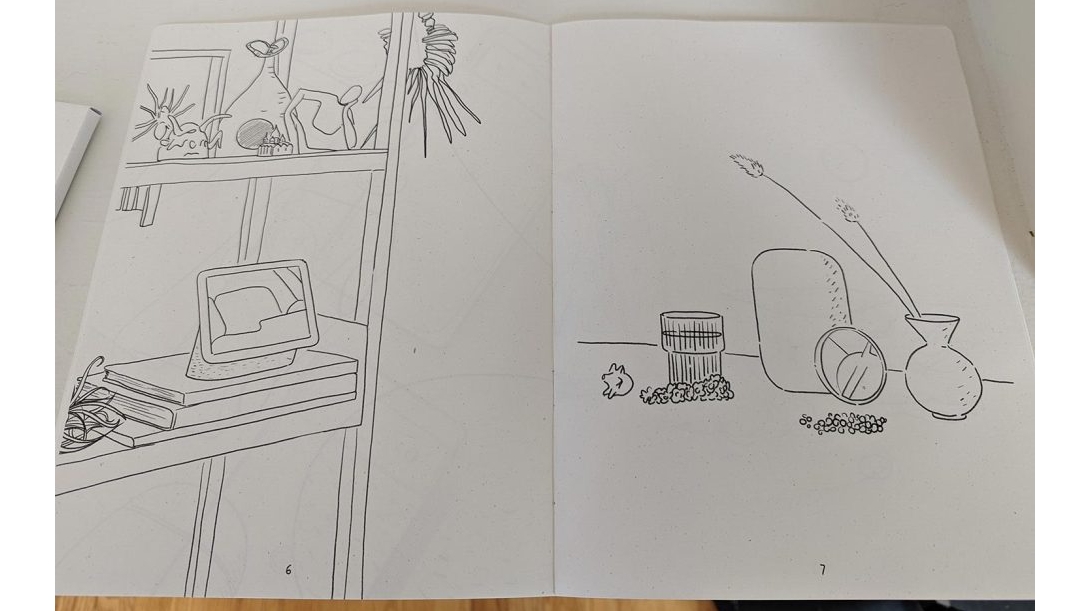 Two pages in a coloring book from Google