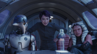 Huyang, Sabine, and Ahsoka talking to Hera in Episode 3