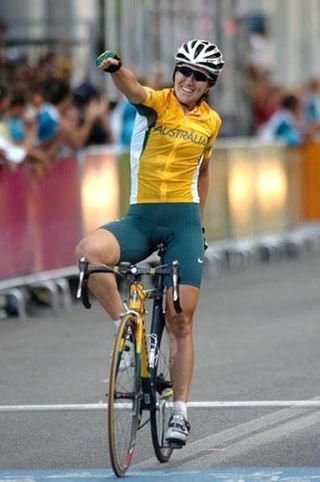 Sara Carrigan (Australia) wins the Olympic road race in Athens last year