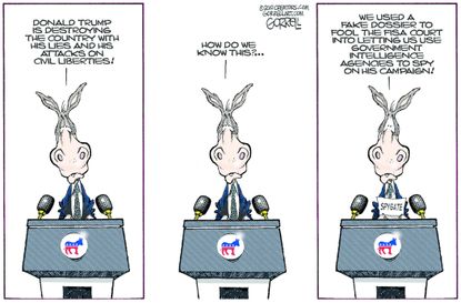 Political Cartoon U.S. Democrats FISA Court Trump Espionage