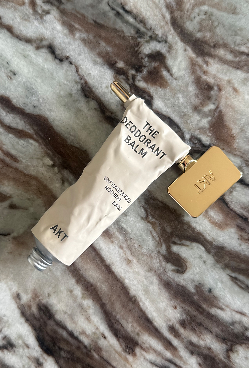AKT The Deodorant Balm in the unfragranced No Notes scent with the AKT The Assistant tool
