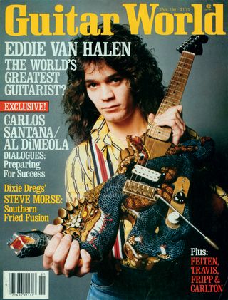 Eddie Van Halen on the cover of Guitar World in 1981