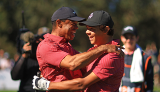 Charlie Woods and Tiger Woods at the PNC Championship