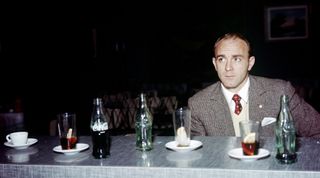 The soccer player Alfredo Di Stefano (Real Madrid) in a cafe, Madrid (Spain). (Photo by Gianni Ferrari/Cover/Getty Images)