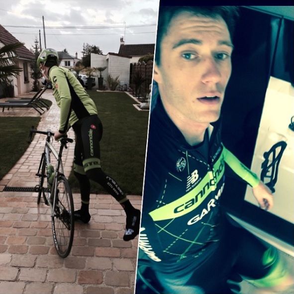 Pierre Rolland goes out training in his Cannondale kit for the first time
