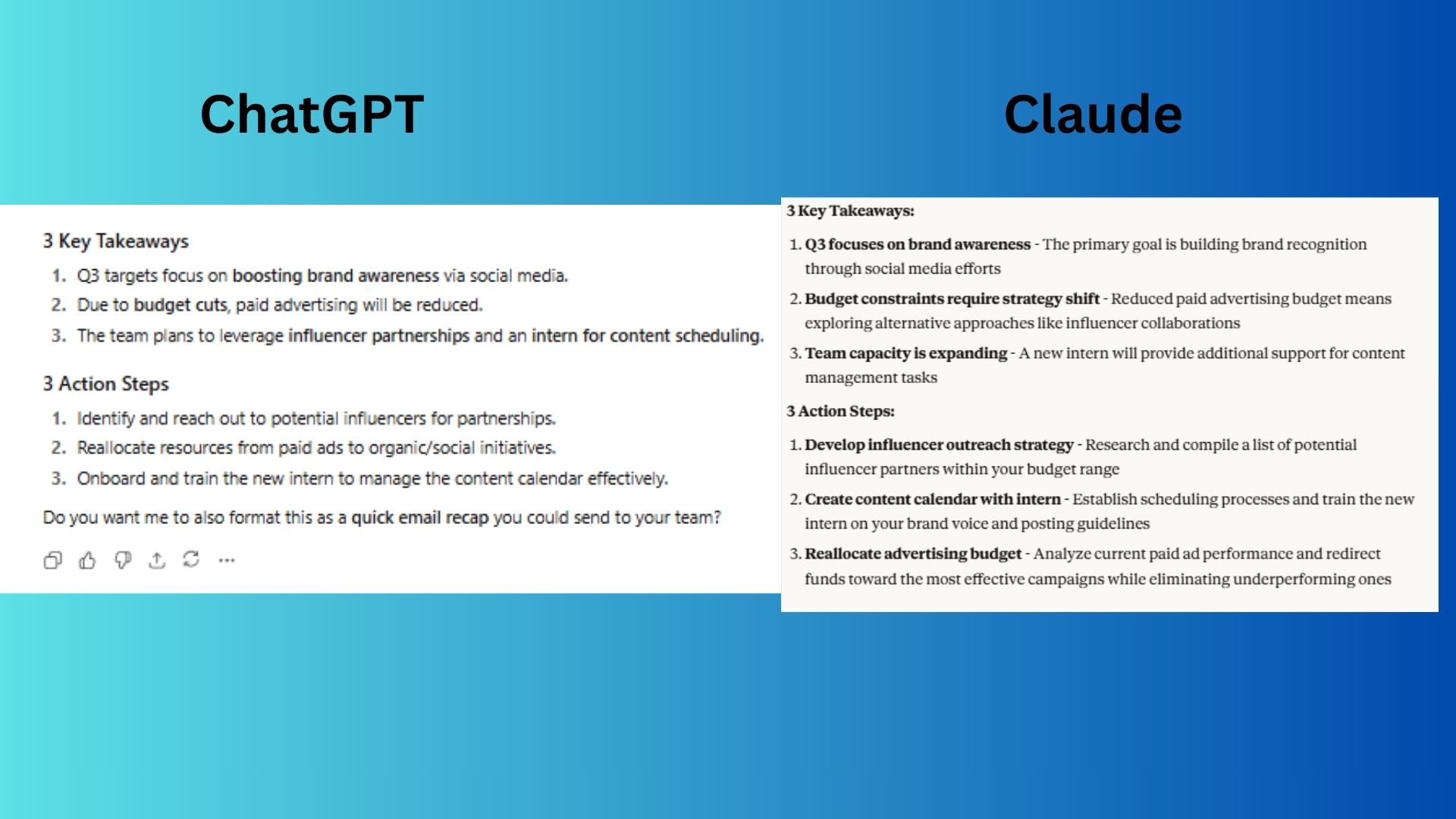 ChatGPT vs Claude