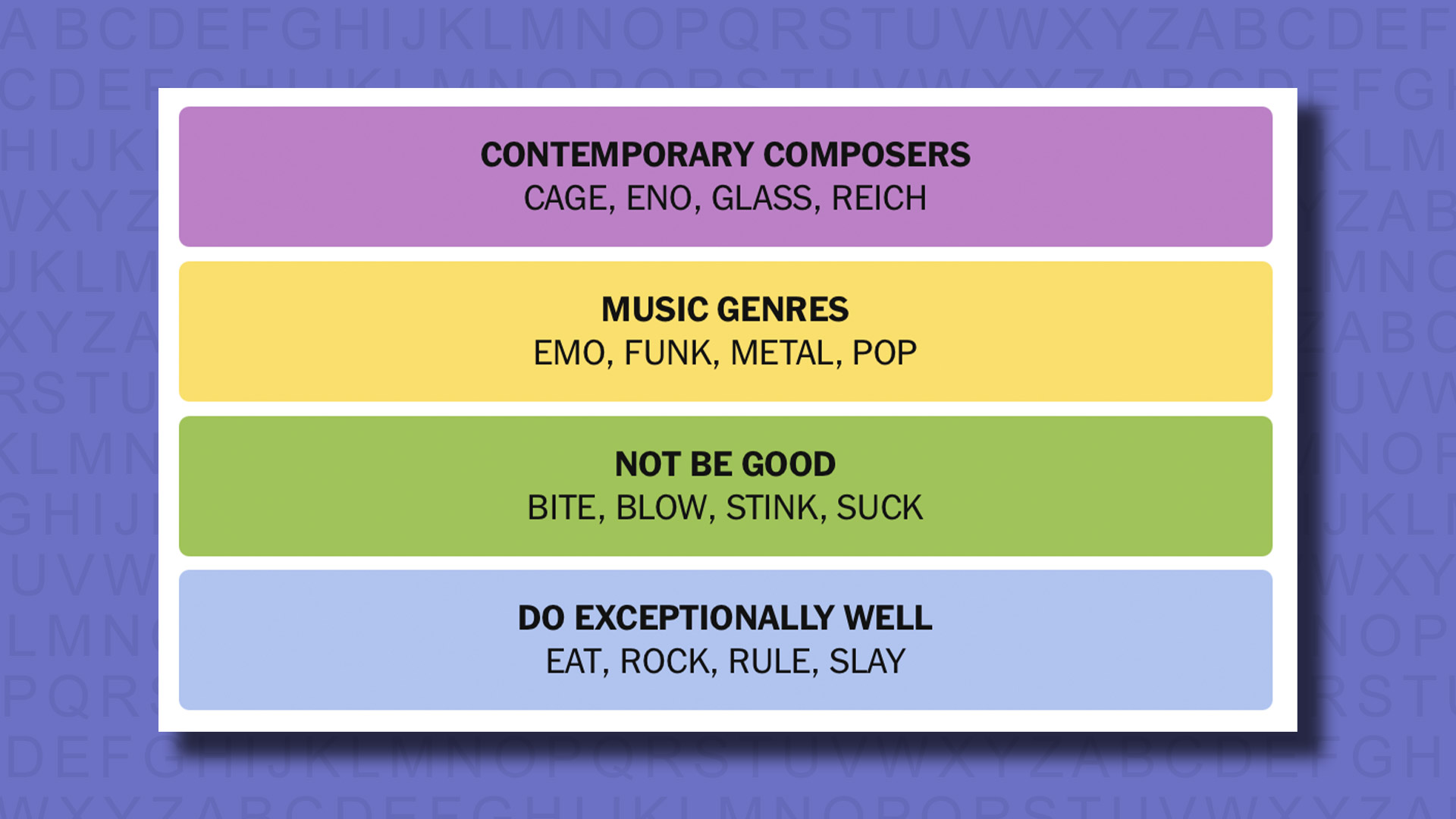 NYT Connections answers for game 811 on a purple background