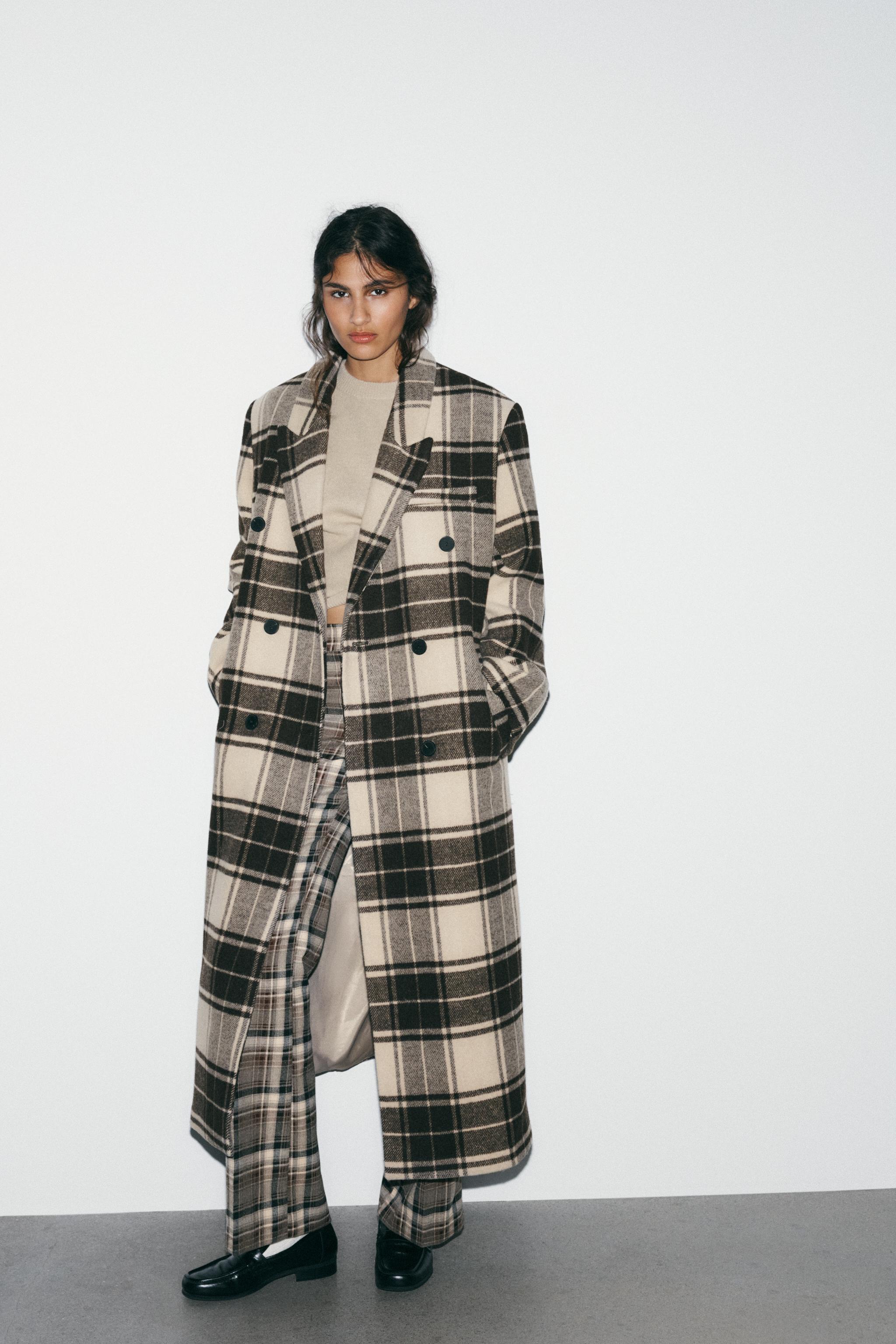 Extra Long Plaid Wool Coat
