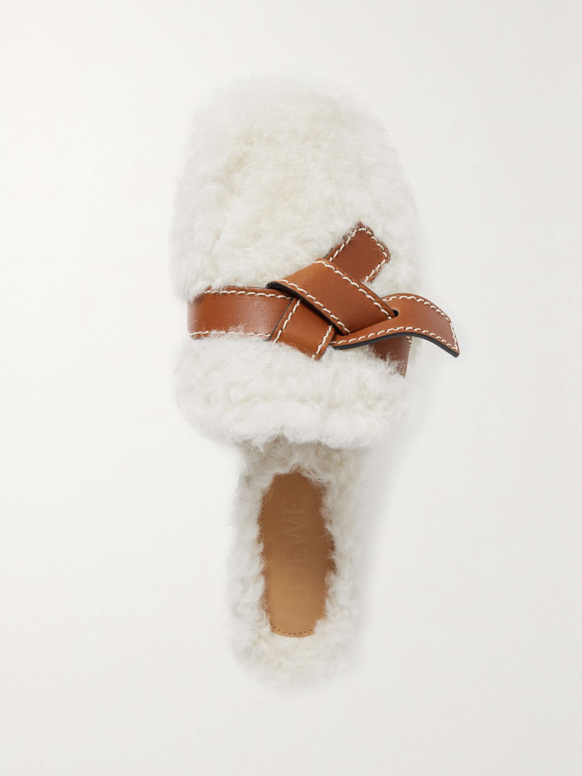 Gate Knotted Leather-Trimmed Shearling Slippers