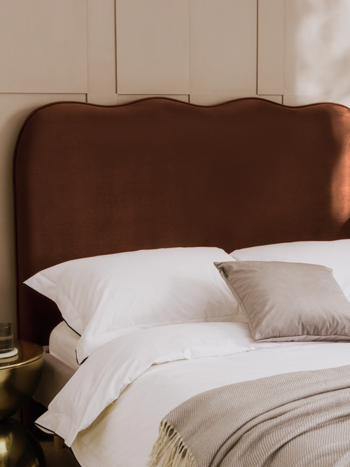 Onda Velvet Double Headboard in Rust