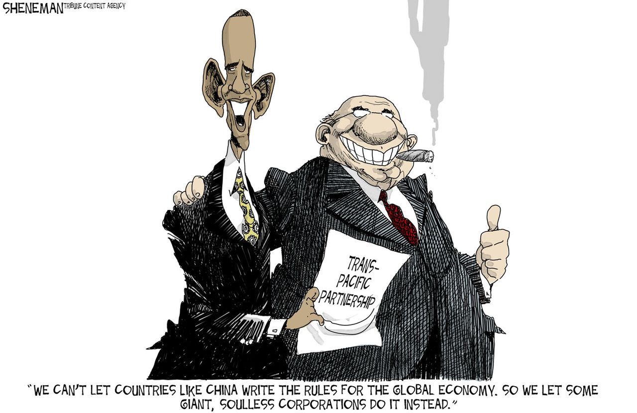 Obama cartoon U.S. TPP economy