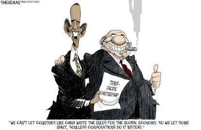 Obama cartoon U.S. TPP economy