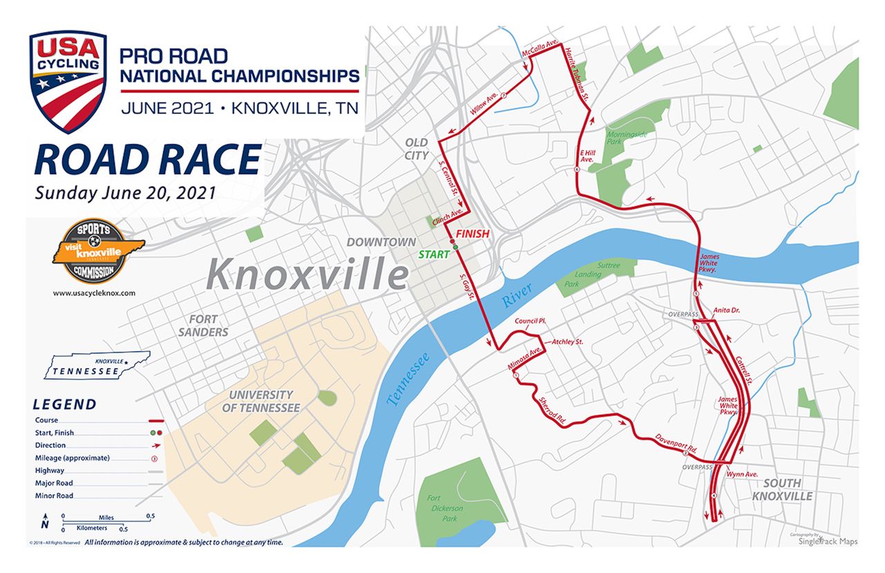 Road race map 2021 US Pro Road National Championships