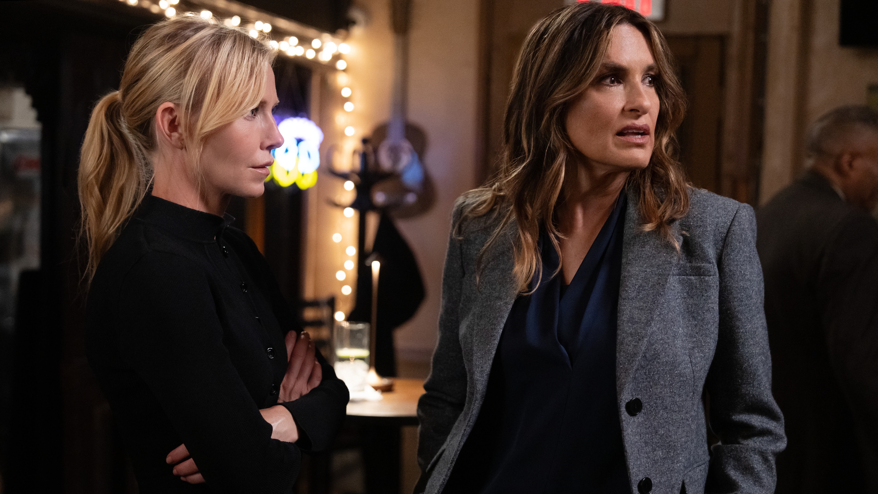 Kelli Giddish as Amanda Rollins and Mariska Hargitay as Captain Olivia Benson in Law &amp;amp; Order: SVU season 27.