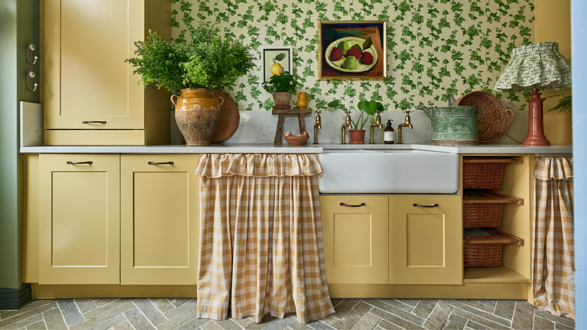Chintzy curtains in boot room