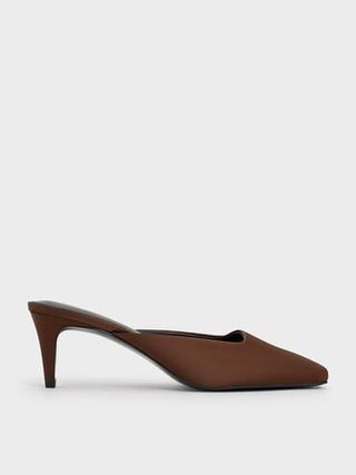 Satin Square-Toe Blade-Heel Mules