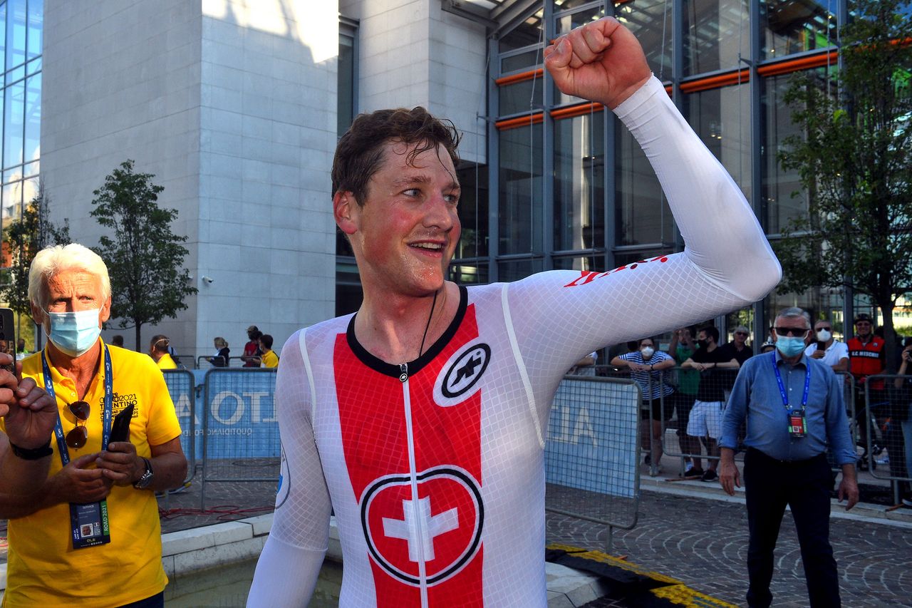 2021 UEC Road European Championships Trento Elite Mens Individual Time Trial 224 km 09092021 Stefan Kung Switzerland photo Dario BelingheriBettiniPhoto2021