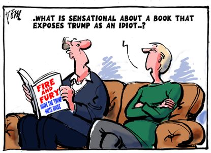 Political cartoon U.S. Trump Fire and Fury