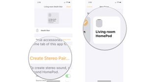 Tap Create Stereo Pair, then select the other HomePod