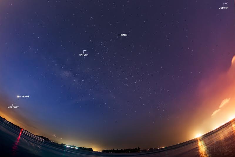  Milky Way and Five Planets from Singapore