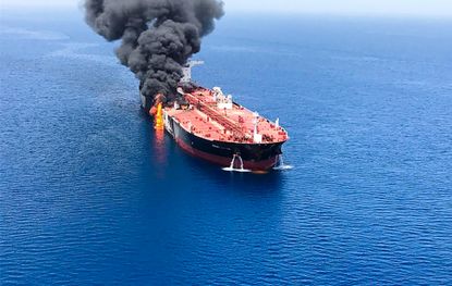 A Front Altair tanker said to have been attacked in the Gulf of Oman.