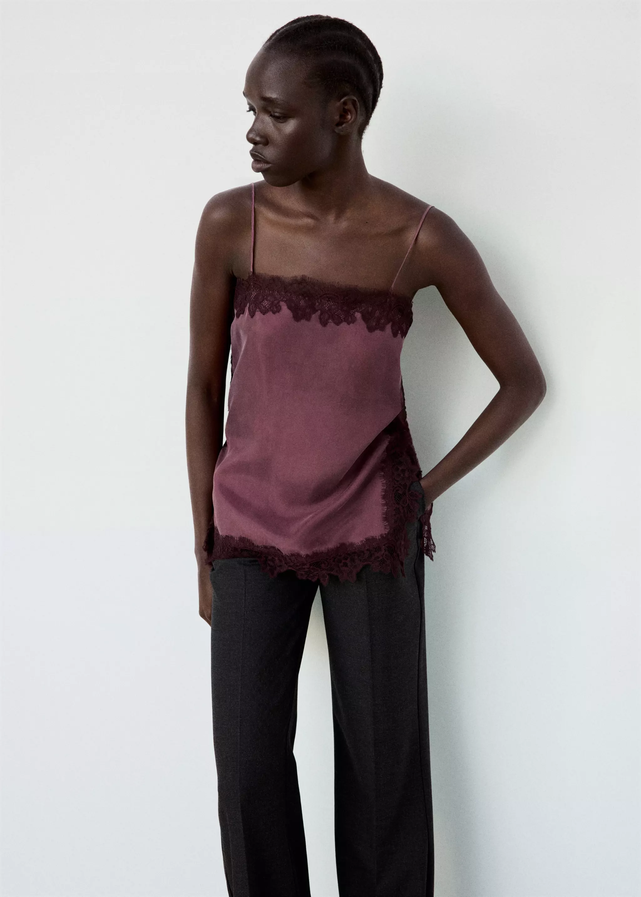 Satin Lace Top - Women | Mango Usa