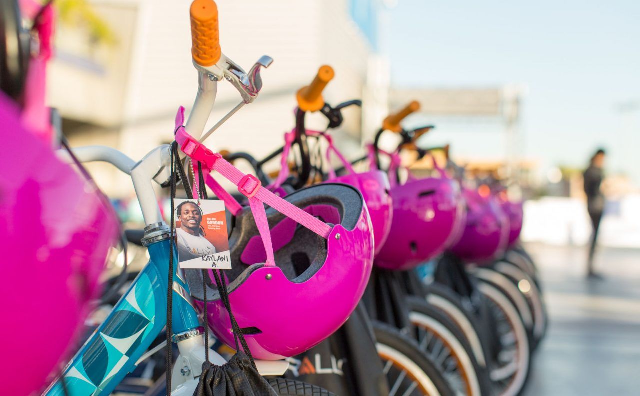 Freshly built bikes and brand-new helmets are waiting for the kids, thanks to Rally Health, Melvin Gordon and Rally Cycling