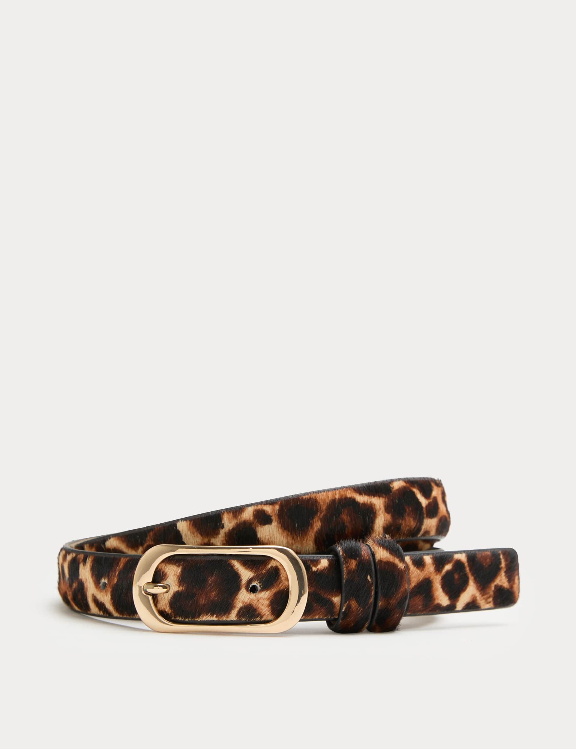 Leopard Print Skinny Belt